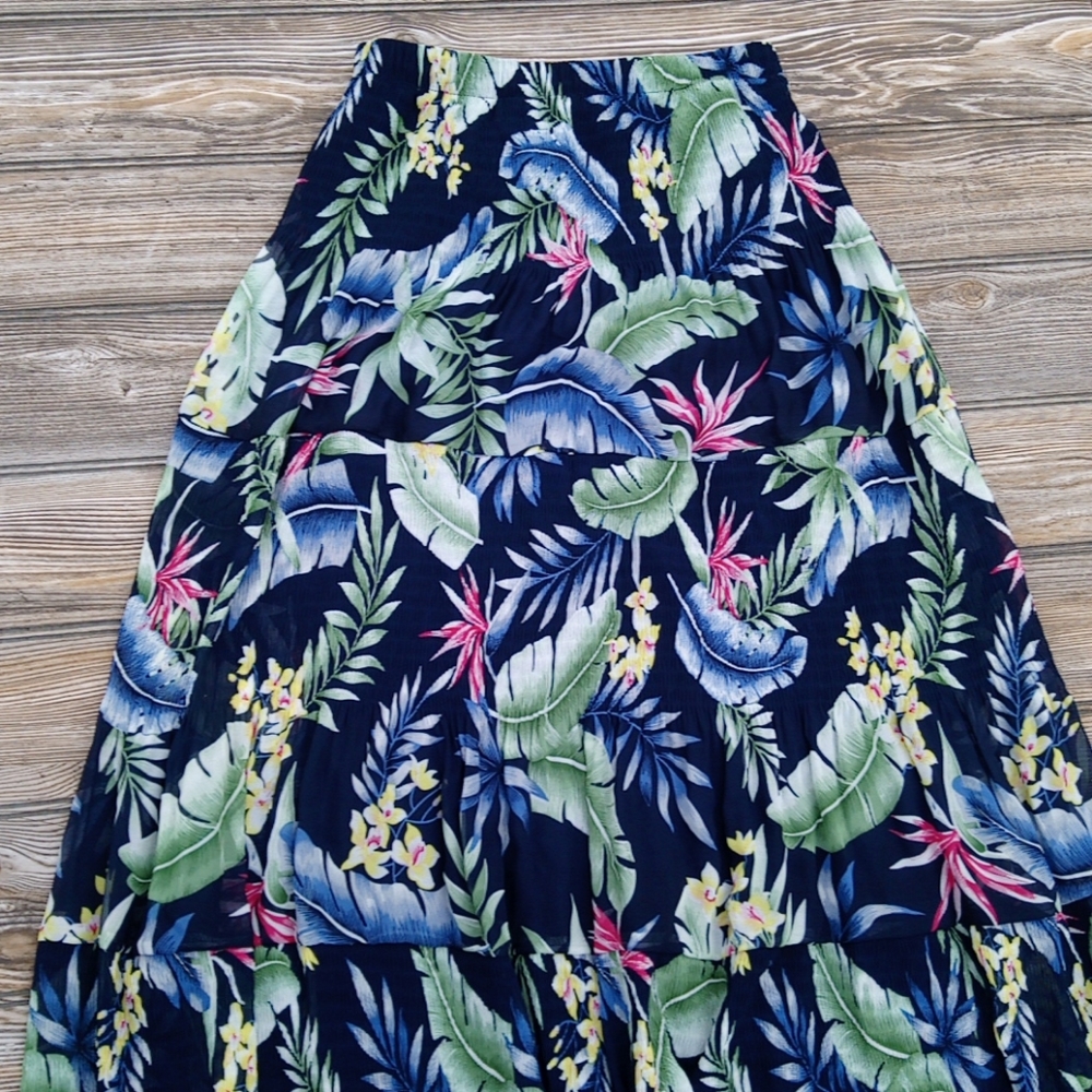 Tropical Flower Floral Earthy Plant Pattern Lined Flowy Skirt